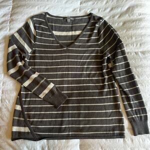 Smartwool brown/cream multi striped sweater, size Medium, winter, layering, fall